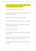 A122 Interpersonal Communication Exam 2 with Questions and Answers