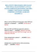 RELATIVITY PROCESSING SPECIALIST  TEST FINAL EXAM NEWEST ACTUAL  EXAM COMPLETE QUESTIONS AND 100&percnt;  CORRECT DETAILED ANSWERS  &lpar;VERIFIED ANSWERS&rpar; &vert;ALREADY  GRADED A&plus;