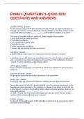  EXAM 1 &lpar;CHAPTERS 1-4&rpar; BIO 1033 QUESTIONS AND ANSWERS