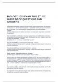 BIOLOGY 1033 EXAM TWO STUDY GUIDE BRCC QUESTIONS AND ANSWERS