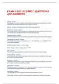 EXAM 2 BIO 1013 BRCC QUESTIONS AND ANSWERS