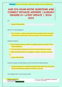 AUD CPA EXAM NOTES QUESTIONS AND  CORRECT DETAILED ANSWERS &vert;ALREADY  GRADED A&plus; LATEST UPDATE &vert; 2024- 2025