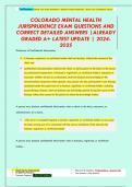 COLORADO MENTAL HEALTH  JURISPRUDENCE EXAM QUESTIONS AND  CORRECT DETAILED ANSWERS &vert;ALREADY  GRADED A&plus; LATEST UPDATE &vert; 2024- 2025