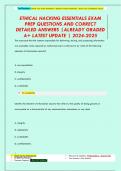 ETHICAL HACKING ESSENTIALS EXAM  PREP QUESTIONS AND CORRECT  DETAILED ANSWERS &vert;ALREADY GRADED  A&plus; LATEST UPDATE &vert; 2024-2025