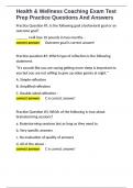 Health & Wellness Coaching Exam Test Prep Practice Questions And Answers 