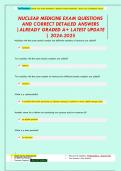NUCLEAR MEDICINE EXAM QUESTIONS  AND CORRECT DETAILED ANSWERS &vert;ALREADY GRADED A&plus; LATEST UPDATE &vert; 2024-2025
