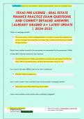 TEXAS PRE-LICENSE - REAL ESTATE  FINANCE PRACTICE EXAM QUESTIONS  AND CORRECT DETAILED ANSWERS &vert;ALREADY GRADED A&plus; LATEST UPDATE &vert; 2024-2025