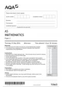 AQA AS MATHEMATICS Paper 2 JUNE 2024 QUESTION PAPER AND MARK SCHEME