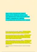 AQA A LEVEL PSYCHOLOGY PAPER 2 EXAM&comma;LATEST PREMIUM UPDATE 2024-2025&vert;BRAND NEW EXAM QUESTIONS AND CORRECT ANSWERS&comma;ALL GRADED A&plus;&vert;GUARANTEED SUCCESS&vert;LATEST UPDATE 