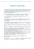 BIOLOGY 1033 EXAM