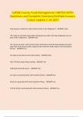 Suffolk County Food Management LIMITED WITH Questions and Complete Solutions&sol;Verified Answers &vert;Latest Update 2-24-2025
