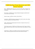 TABE Reading Terms Questions and 100&percnt; Correct Answers