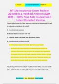 NY Life Insurance Exam Review Questions & Verified Answers 2024- 2025 &vert; 100&percnt; Pass Rate Guaranteed  &vert; Latest Updated Version