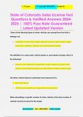 State of Colorado Sales License Test Questions & Verified Answers 2024- 2025 &vert; 100&percnt; Pass Rate Guaranteed  &vert; Latest Updated Version