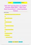 Utah LEO Test Questions & Verified  Answers 2024-2025 &vert; 100&percnt; Pass  Rate Guaranteed &vert; Latest Updated  Version