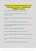 Respiratory Therapy Pharmacology Test 1 UPDATED ACTUAL Questions and  CORRECT Answers