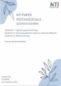 NTI paper Psychosociale gespreksvoering 2024 - Gespreksverslag&comma; ethische dillema's&comma; reflectieverslag&period; Geslaagd cijfer 9&excl;