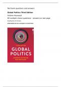 Test questions and answers Global Politics Ben Whitham 3rd edition - 60 multiple choice with answers