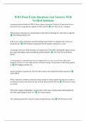WRA Final Exam Questions And Answers With Verified Solutions