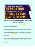 PSI National Exam for Real Estate&sol; 544 Quizzes with Certified Ans&period;