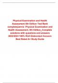Physical Examination and Health Assessment 8th Edition Test Bank complete&vert;Jarvis&colon; Physical Examination and Health Assessment&comma; 8th Edition&lowbar;Complete solutions with questions and answers 2023&sol;2024