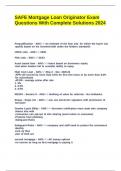 SAFE Mortgage Loan Originator Exam Questions With Complete Solutions 2024&period;