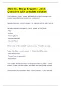 AMS 271&comma; Recip&period; Engines - Unit 6 Questions with complete solution   Critical Altitude - correct  answer  Max altitude at which an engine can maintain a specified power output &lpar;max rated power&rpar;  Naturally Aspirated - correct  answer  Air induction with the