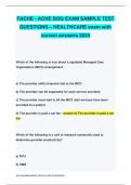 FACHE - ACHE BOG EXAM SAMPLE TEST QUESTIONS &ndash; HEALTHCARE exam with correct answers 2024