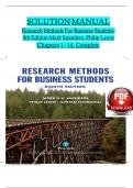 SOLUTION MANUAL Research Methods For Business Students  8th Edition Mark Saunders&comma; Philip Lewis Chapters 1 - 14&comma; Complete 