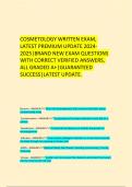 COSMETOLOGY WRITTEN EXAM&comma; LATEST PREMIUM UPDATE 2024-2025&vert;BRAND NEW EXAM QUESTIONS WITH CORRECT VERIFIED ANSWERS&comma; ALL GRADED A&plus;&vert;GUARANTEED SUCCESS&vert;LATEST UPDATE&period;