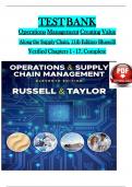 TEST BANK Operations Management Creating Value Along the Supply Chain&comma; 11th Edition &lpar;Russell&rpar; Verified Chapters 1 - 17&comma; Complete