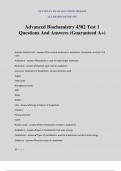 Advanced Biochemistry 4302 Test 1 Questions And Answers &lpar;Guaranteed A&plus;&rpar;