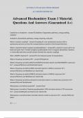 Advanced Biochemistry Exam 1 Material&period; Questions And Answers &lpar;Guaranteed A&plus;&rpar;