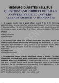 MEDSURG DIABETES MELLITUS QUESTIONS AND CORRECT DETAILED ANSWERS 