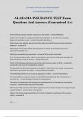 ALABAMA INSURANCE TEST Exam Questions And Answers &lpar;Guaranteed A&plus;&rpar;