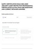 SAPPC CERTIFICATION EXAM 2024-2025 &sol;SECURITY ASSET PROTECTION PROFESSIONAL CERTIFICATION ACTUAL EXAM 200 QUESTIONS AND CORRECT DETAILED ANSWERS