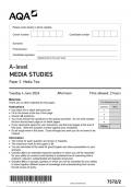AQA A-level MEDIA STUDIES Paper 2 JUNE 2024 QUESTION PAPER AND MARK SCHEME