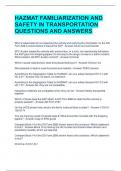 HAZMAT FAMILIARIZATION AND SAFETY IN TRANSPORTATION QUESTIONS AND ANSWERS 