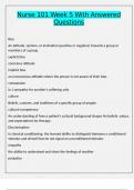 Nurse 101 Week 5 With Answered Questions