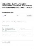 ATI DIABETES MELLITUS ACTUAL EXAM COMPLETE EXAM QUESTIONS WITH DETAILED VERIFIED ANSWERS &lpar;100&percnt; CORRECT ANSWERS