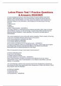 Lehne Pharm Test 1 Practice Questions & Answers 2024&sol;2025