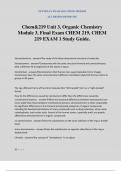Chem&219 Unit 3&comma; Organic Chemistry Module 3&comma; Final Exam CHEM 219&comma; CHEM 219 EXAM 1 Study Guide&period;