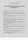 Course Final Exam Questions And Answers &lpar;Guaranteed A&plus;&rpar;