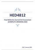 HED4812 Final Reflective Journal Exit Assessment &lpar;COMPLETE ANSWERS&rpar; 2024 - DUE 7 January 2025