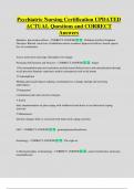 Psychiatric Nursing Certification UPDATED  ACTUAL Questions and CORRECT Answers