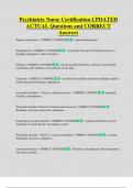 Psychiatric Nurse Certification UPDATED  ACTUAL Questions and CORRECT Answers