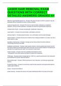 LASER HAIR REMOVAL EXAM QUESTIONS WITH CORRECT DETAILED ANSWERS GRADED A&plus; 