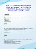 NGN ATI RN Pharmacology Proctored Exams 2023 Versions 1 & 2 BUNDLED TOGETHER&vert; Questions and Verified Answers&vert; 100&percnt; Correct&vert; A Grade 