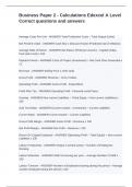 Business Paper 2 - Calculations Edexcel A Level Correct questions and answers