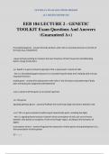 EEB 184 LECTURE 2 - GENETIC TOOLKIT Exam Questions And Answers &lpar;Guaranteed A&plus;&rpar;